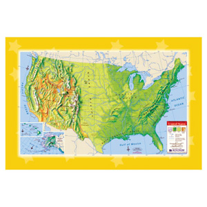 Nystrom Raised Relief Physical Map of the United States with Natural Regions