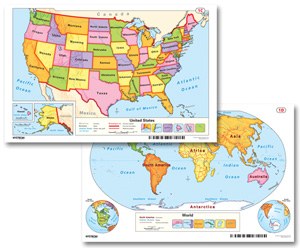 EARLY LEARNER WORLD AND U.S. DESK MAP