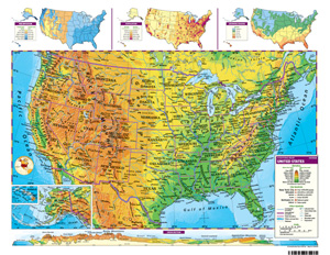 Nystrom Raised Relief Physical Map of the United States with Natural Regions