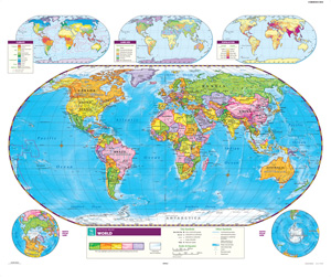 POLITICAL RELIEF WORLD MAP